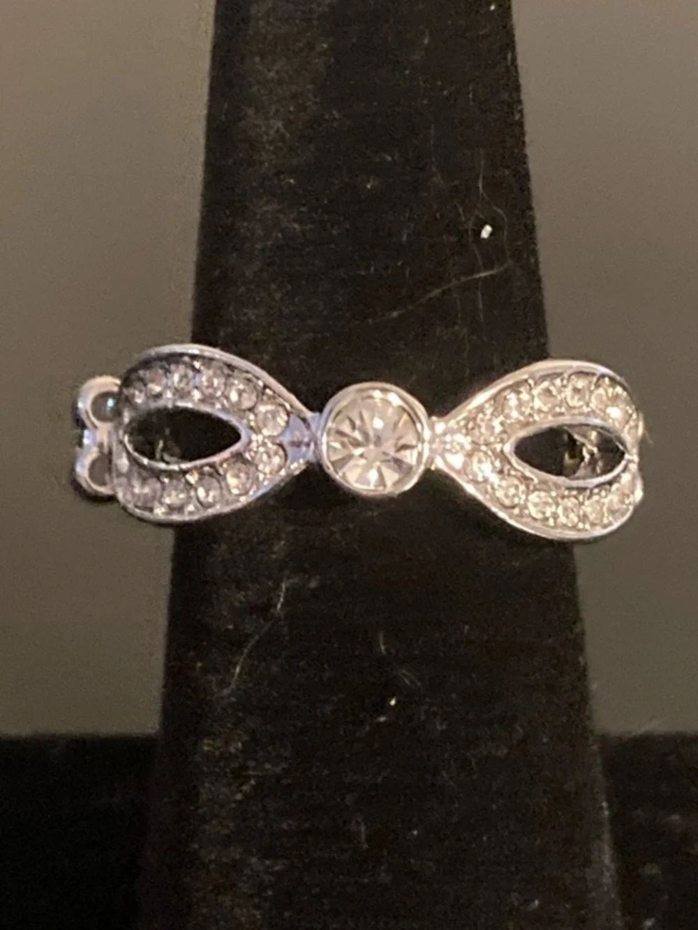 paparazzi Silver Infinity Ring with Clear Stones